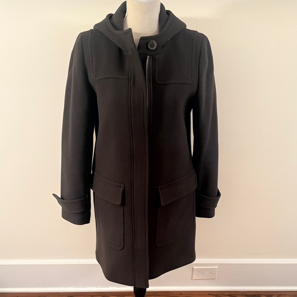 J.Crew Wool Stadium Cloth by Nello Gori Olive Green Coat Jacket Sz 10